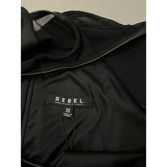 REBEL Wilson X Angels Blouse Sheer Cold Shoulder Black Women 2X - Picture 9 of 12